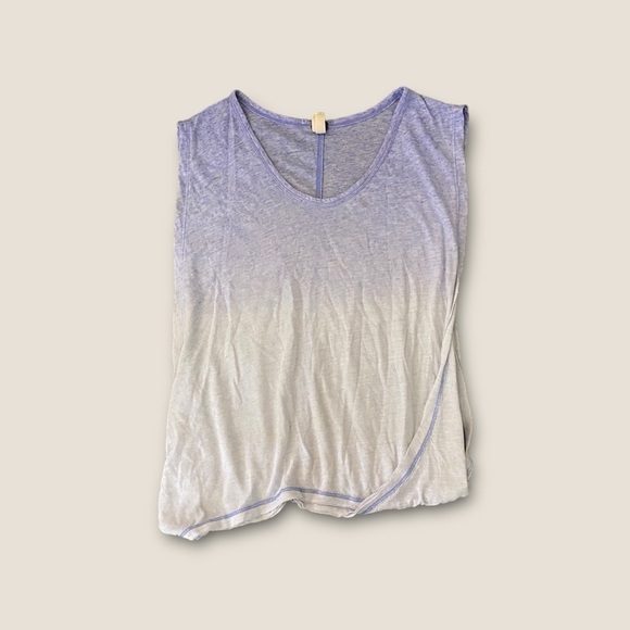 We The Free Destroyed Ombré Batwing Sleeve Opening Top Lilac Combo XS - Picture 2 of 8